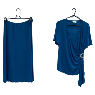 Noni B Womens Size 16 Blue Top Wrap & Skirt Set