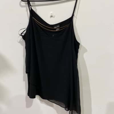 City Chic Top Strappy Chain NK Womens  Size M Black RRP$69.95