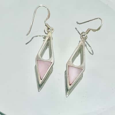 925 Silver Drop Earrings Pink Gemstone Earrings
