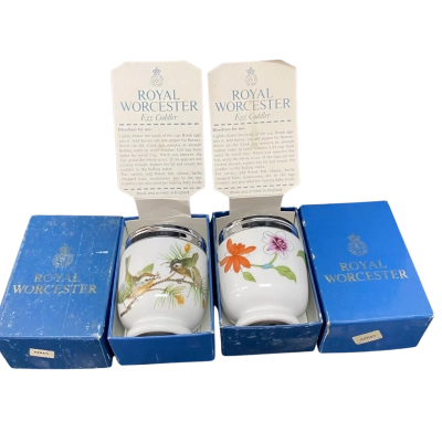 2 x Vintage Royal Worcester Porcelain Egg Coddlers