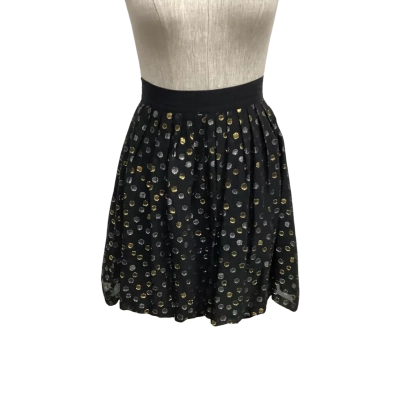 Gorman Silk Blend  Size 8 Mini Skirt Black  / Gold / Silver Polkadot