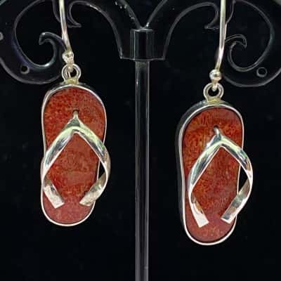 925 SILVER PLATFORM THONG EARRINGS 