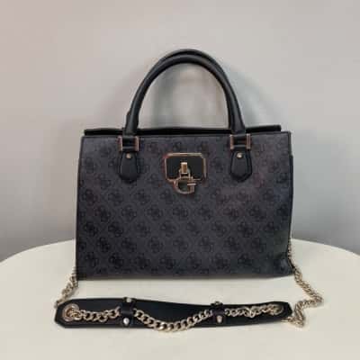 Guess Womens Medium Handbag / Shoulder Bag Black  / Grey / Pattern 