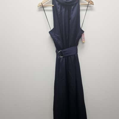 Portmans Womens  Size 18 Maxi Dress Navy Blue  with material belt