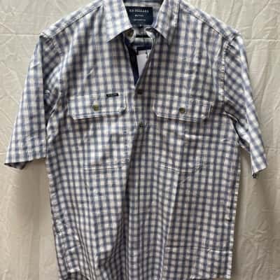 RB Sellars Mens  Size S Short Sleeve Shirt Blue / Checked / White 