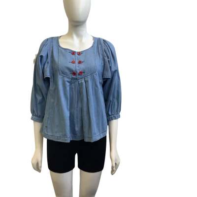 See By Chloé Womens  AUS Size 10 Button Detail Denim Top Blue