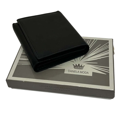  Mens Black Leather Wallet Daniela Moda
