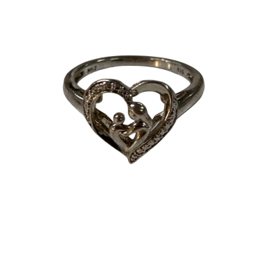 Michael Hill Jewellery Sterling Silver Open Heart Ring W/ Parent + Child  
