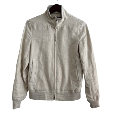 Jack London Mens Casual Lightweight Front Zipper Linen Jacket Size XS Off White 