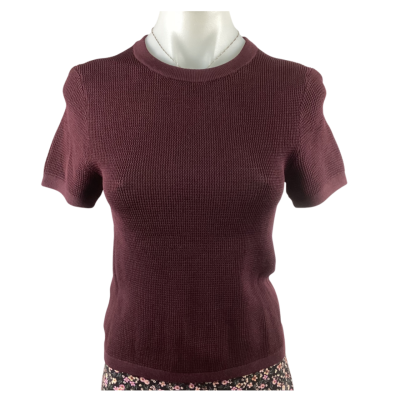 Country Road Waffle Knit Tee - Bordeaux Size XS