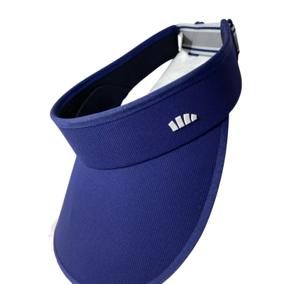 navy blue adidas Women's Wide Tour Visor features a distinctive 3-bar logo and moisture-wicking technology