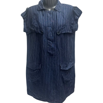 Country Road Womens  Size 12 Mini Dress Navy Blue / Pinstriped 