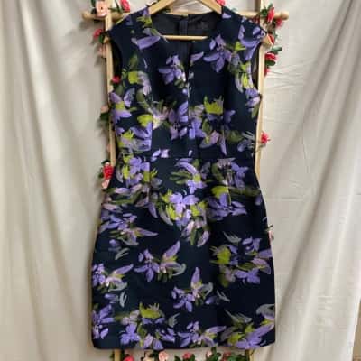 Womens David Lawrence Purple Floral Dress Size 10