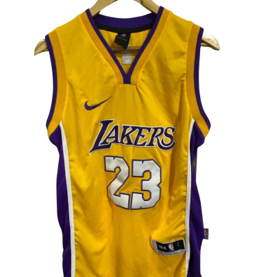 NBA Mens Size L LA Lakers LeBron James Jersey Purple / Yellow 