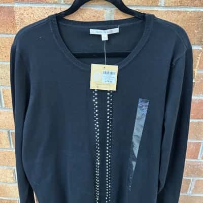Noni B Womens Size XL Embellished Black Knit Jumper 