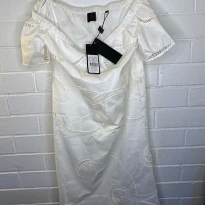 David Lawrence Womens  Kaiya Shoulder Dress Size 10 White 
