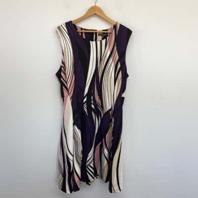 Liz Jordan Black Purple Swirl Scuba Portofino Dress  Size 18