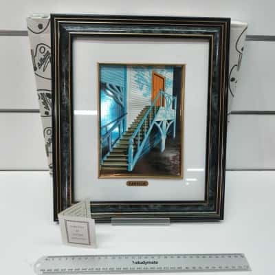 Vintage Carullo 3D Foil Relief Art – Italian Artisan Architectural Staircase Framed Picture With Certificate