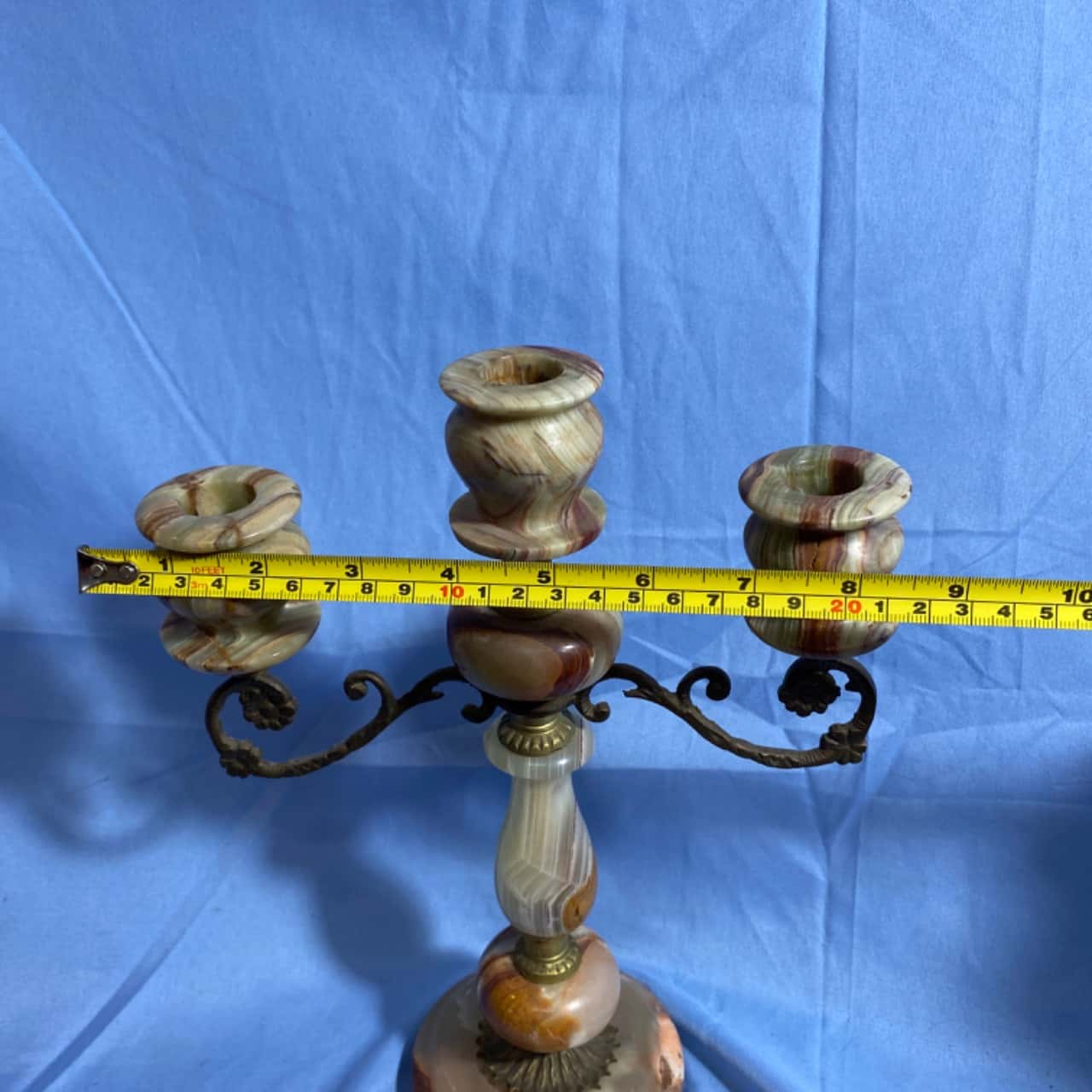Polished onyx triple candlestick holder(s)