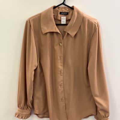  Womens  Size M Long Sleeve Top Brown 
