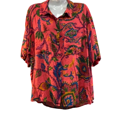  Joop & Gypsy Womens  Size 16 Button up shirt and shorts Pyjama set Green / Pink  / Purple 