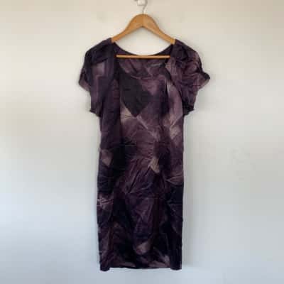 Sportscraft Brush Print Satin Dress Size 6 