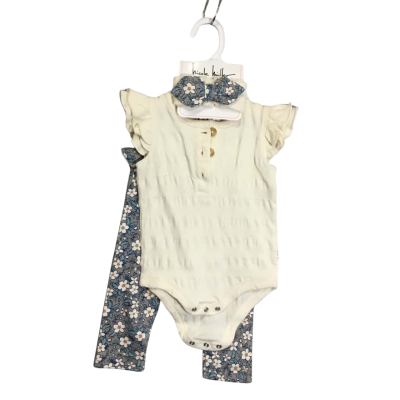 Nicole Miller Kids Size 6/9M 4PC JOGGER Set. Ivory. Cotton/Elastane/Polyester