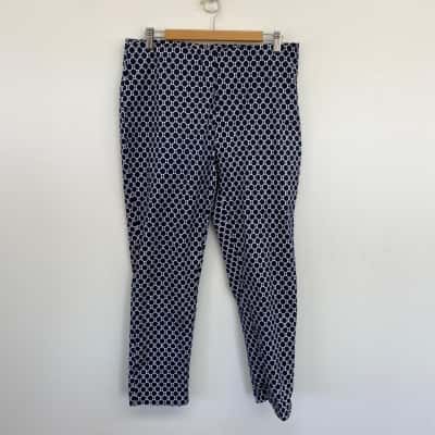 Duchamp Navy Blue White Pattern Leggings Pants  Size 14 
