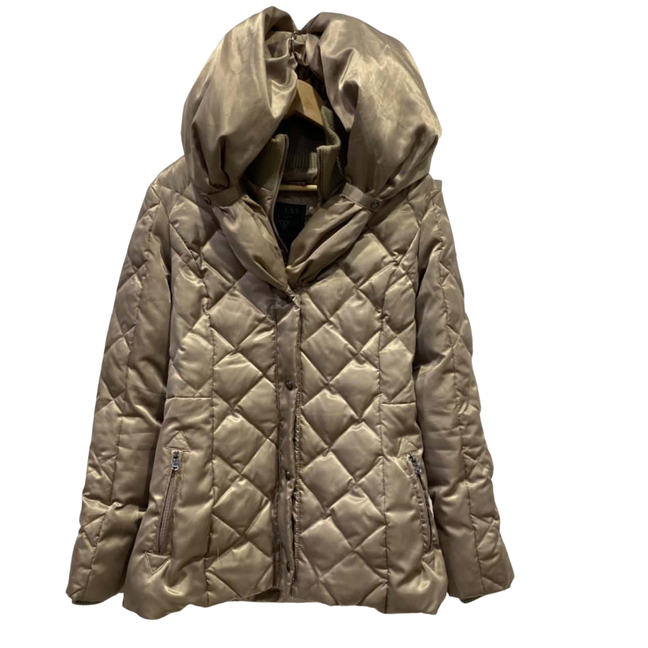Guess Womens Size M Puffer Jacket Gold (s)