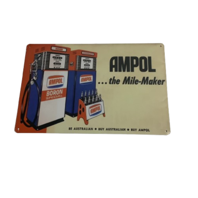 Brand New Ampol The Mile-Maker Metal Man Cave Aussie Car Sign #2270-1-pp