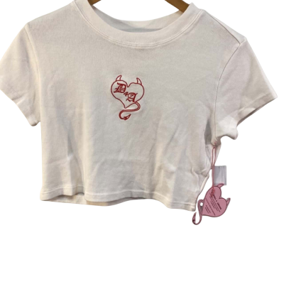 BNWT Abrand Jeans Womens  Size L Cropped Top White 