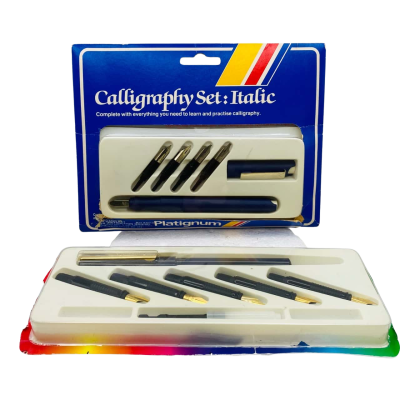 Vintage Platignum Caligraphy Set Left Hand Set with Bonus Manuscript Set Unsure Left or Right     JK1
