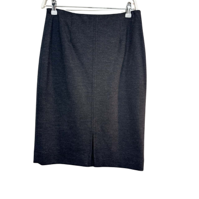  Jaeger London Womens Minimalist Subtle Pleated Dark Grey Pencil Skirt Size 10