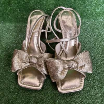 ASOS Design Gold Heels With Bow Detail Size 12 US 