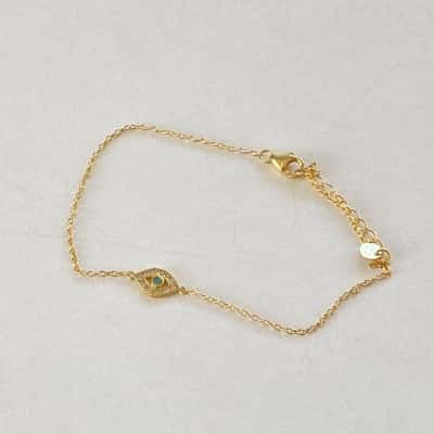 925 Sterling Silver Gold Plated Eye Bracelet 