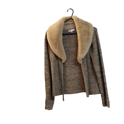 Wayne Cooper Womens Size M Cardigan with Detachable Fur Collar 