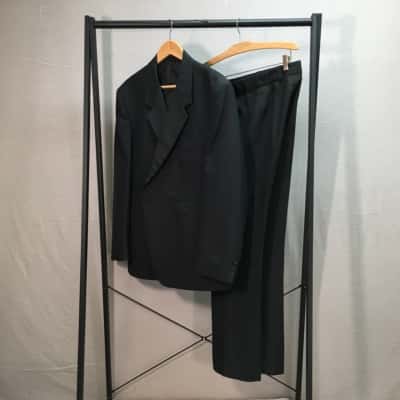 Vintage Benini Men's Tuxedo Suit | Size XXL (approx.) | Black Wool Blend