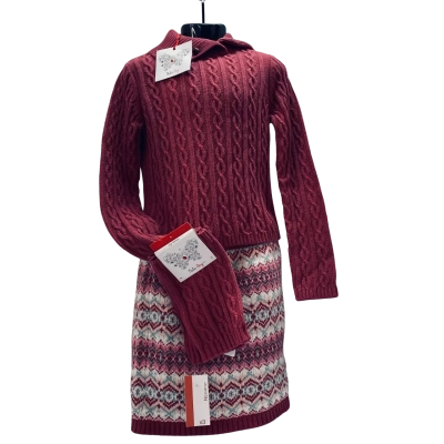 Nula Bug Girls Size 6 Jumpers, Skirt & legwarmers Pink / White 