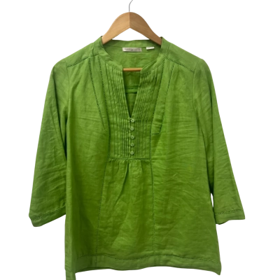 Regatta Womens  Size 12 Long Sleeve Linen Top Green 