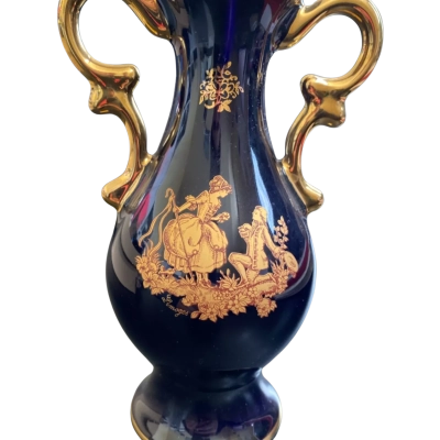 Limoges Castel Blue & Gold Vase