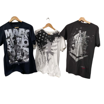 3 x Marc ecko Mens  Size S Short Sleeve T-shirt Grey / Navy Blue / White 