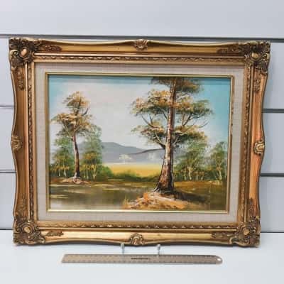 Framed Artwork Oil Painting Trees 