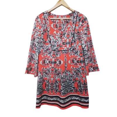 Jane Lamerton Women's  Size 10 Orange, Black and White Tunic Shirt