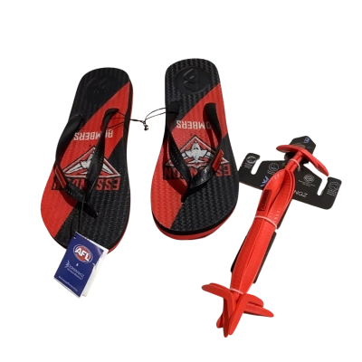  Boomerangz AFL Essendon Bombers Thongs Mens  Size 10 / 11 Black  / Red 