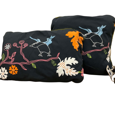 My Paper Doll Set of 2 Cushions, Bird & Floral Design