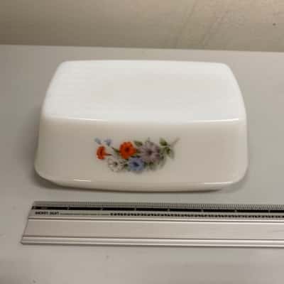 Vintage Arcopal Butter Dish With Floral Pattern 