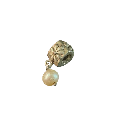 Pandora Flower Hanging Pearl Charm Sterling Silver (stamped)