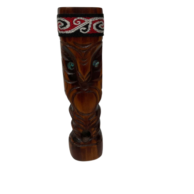 HAND CARVED - Māori Tiki Teko Figurine with Paua Eyes 