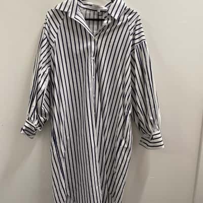 Alexandra Womens  Size M Shirt Dress Black  / Striped / White 