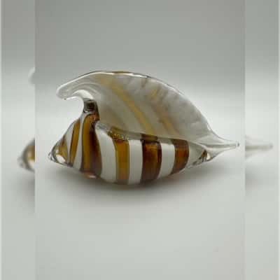 Art Glass Conch Shell Paperweight 